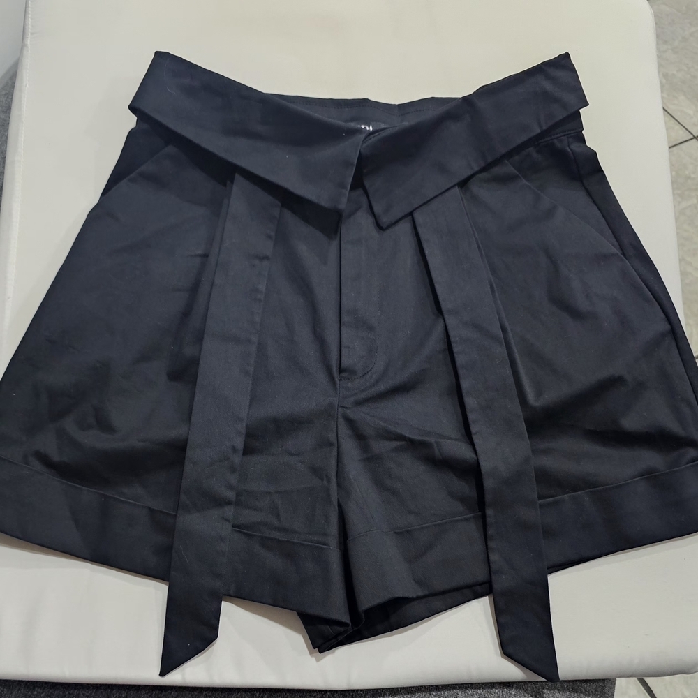 Zara Black High-Waist Tie-Front Shorts